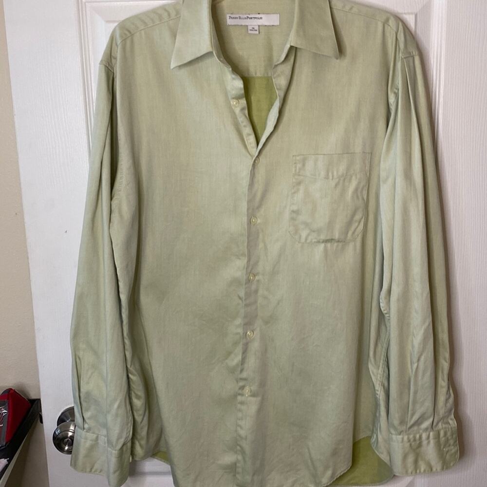 Perry ELLIS portfolio, green, men’s shirt button up